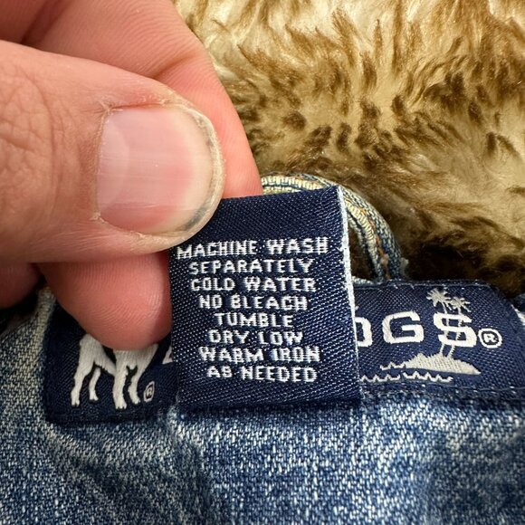 Big Dogs Womens Denim Fur Collar Jacket Large Button Up Vintage Blue - Picture 12 of 13